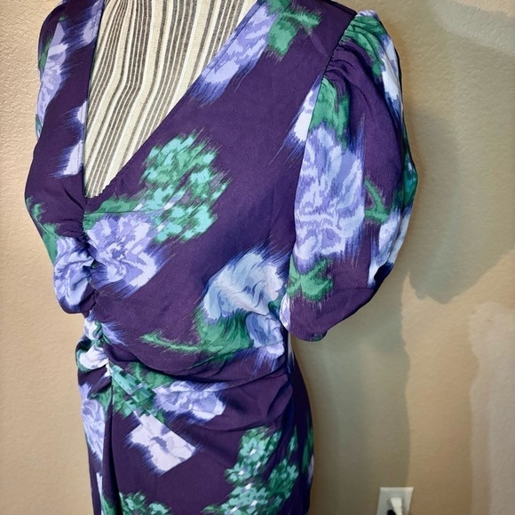 NWT Floral Dress Medium by A New Day Rich Purple Abstract Floral Hi-Low Ruched - Picture 10 of 16